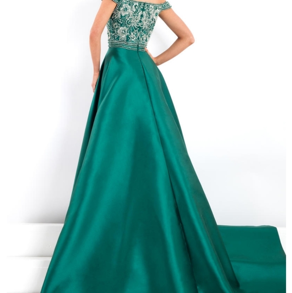 Rachel allan Emerald green pageant prom gown 8 - Picture 3 of 9